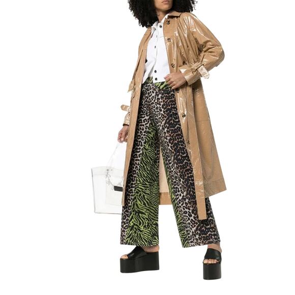 Ganni Animal-Print Wide Leg Jeans Women’s US 27 Baggy 100% Cotton - Picture 1 of 10